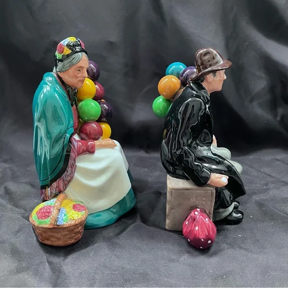 Pair 1960’s Royal Doulton Old Balloon Seller & The Balloon Man Figures - Vintage